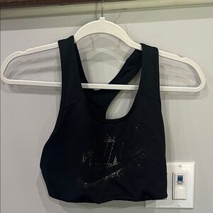 Nike Women's Black Sports Bra with Glitter Logo